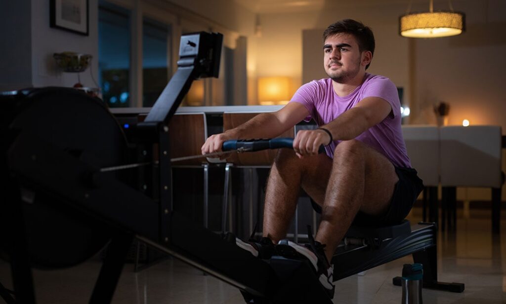 Rowing Machine Exercise Sets in the Kitchen
